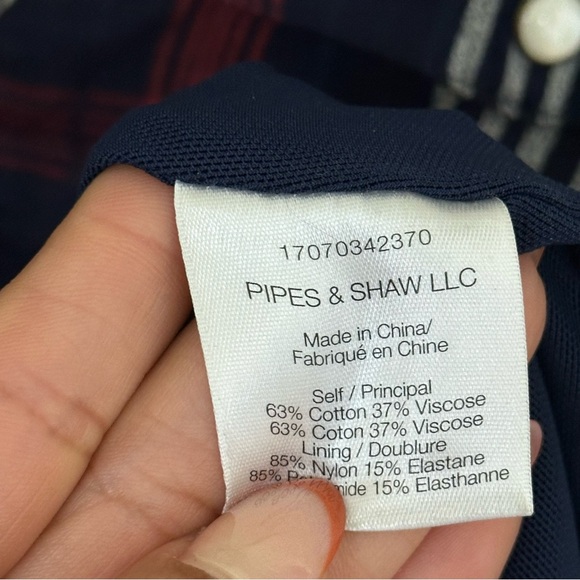 Veronica Beard Emory Ruched Cargo Plaid Shirtdress‎ Size 8 Blue Long Sleeve - Picture 7 of 12